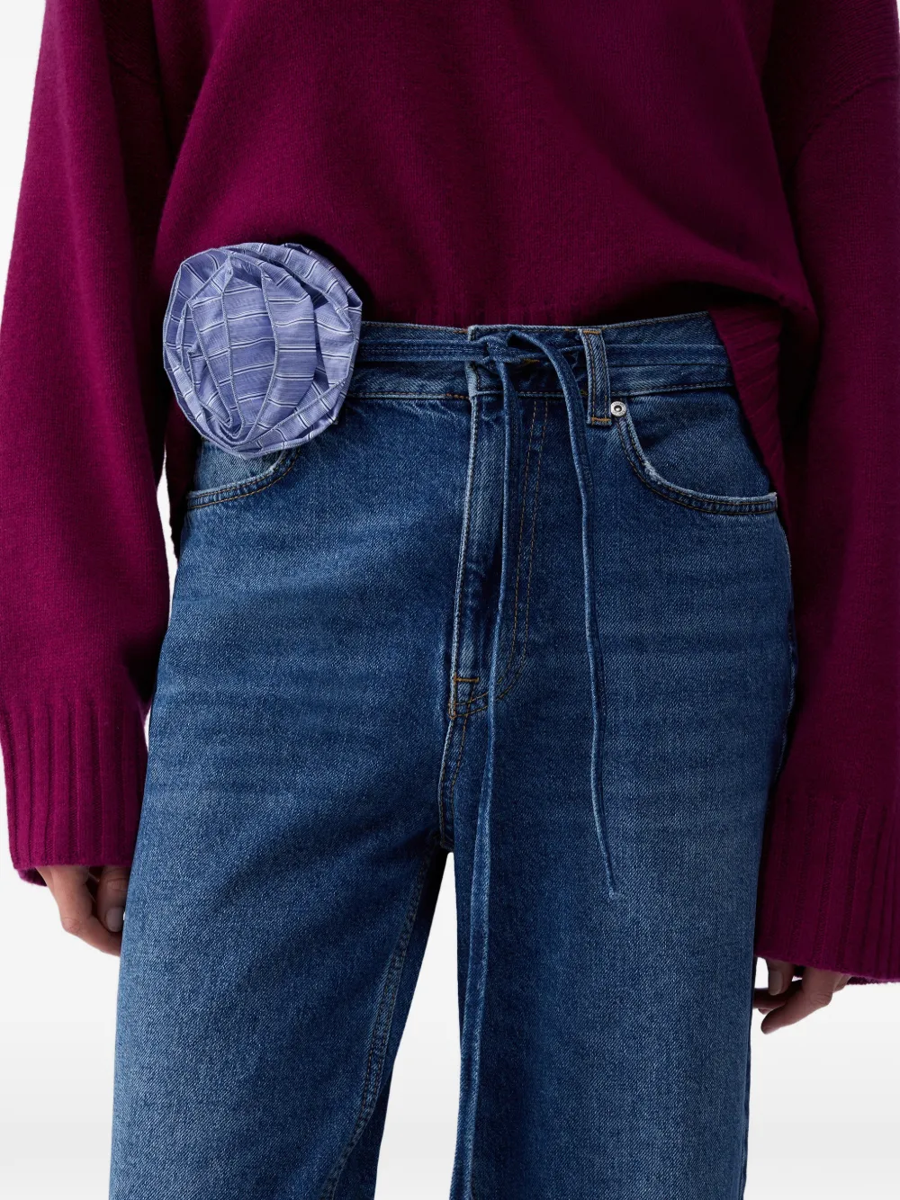LIU JO Gerafelde straight jeans met ceintuur Blauw