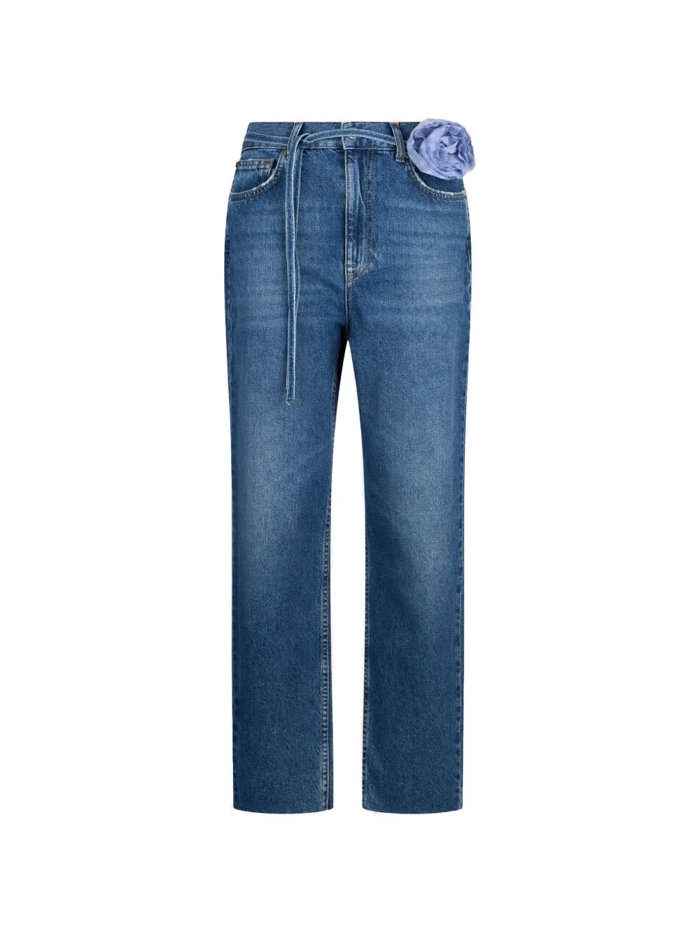 LIU JO frayed-hem belted straight-leg jeans - Blu