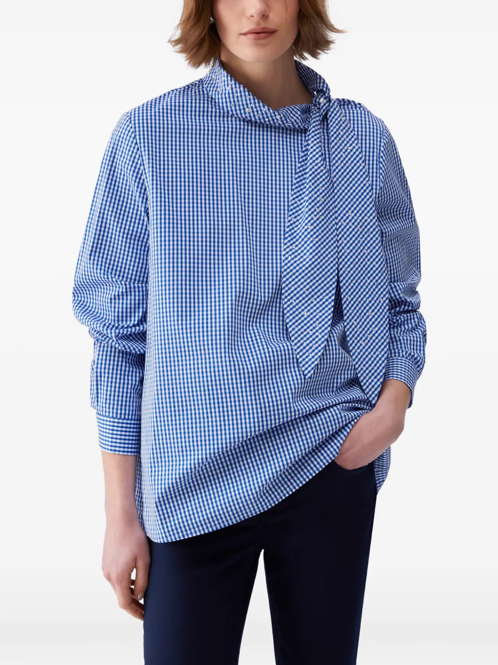  Liu Jo Rhinestone-embelished Bow-collar Blouse - Blue 