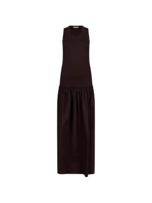 long brown halter dress Kaelia Tiered Halter Maxi Dress Sparkle Brown main image 0