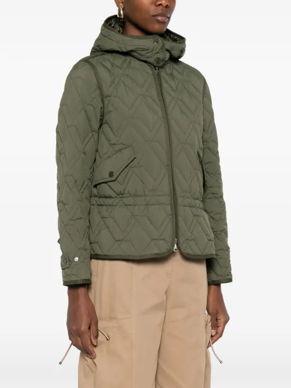 Moncler Lilas Quilted Hooded Jacket | Green | FARFETCH CA
