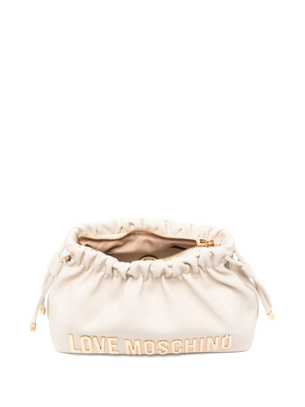 Love Moschino Gesmockte clutch met logodetail Beige