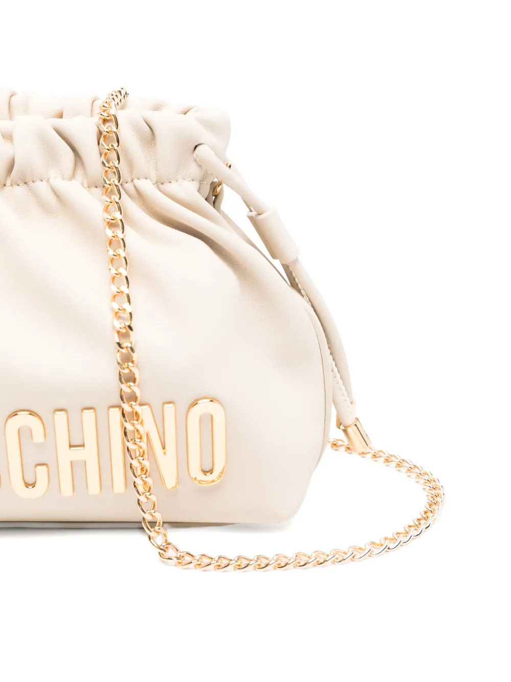 Love Moschino Gesmockte clutch met logodetail Beige
