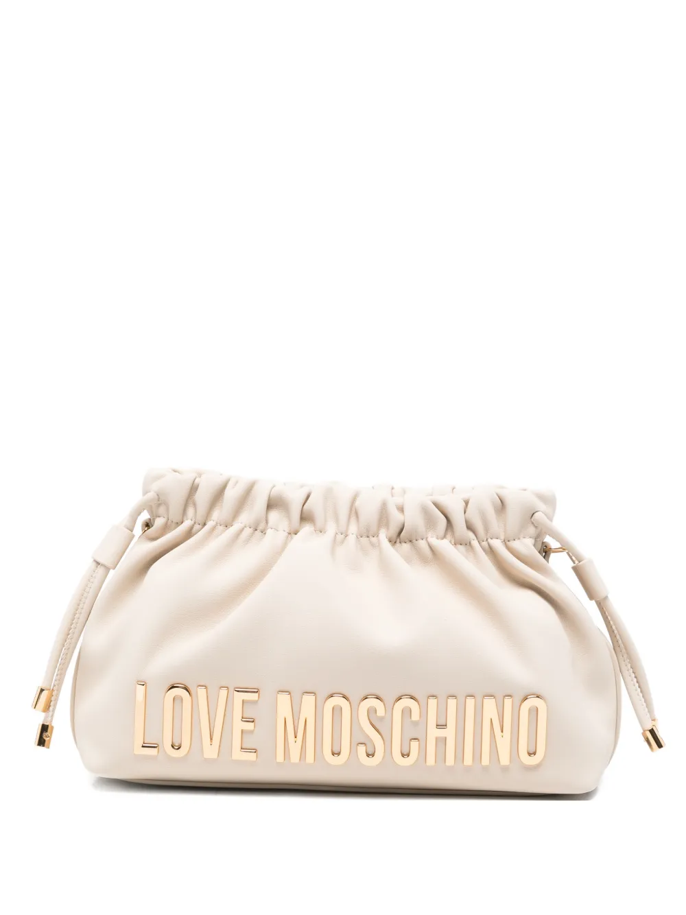 Love Moschino gathered logo-detail clucth bag - Toni neutri