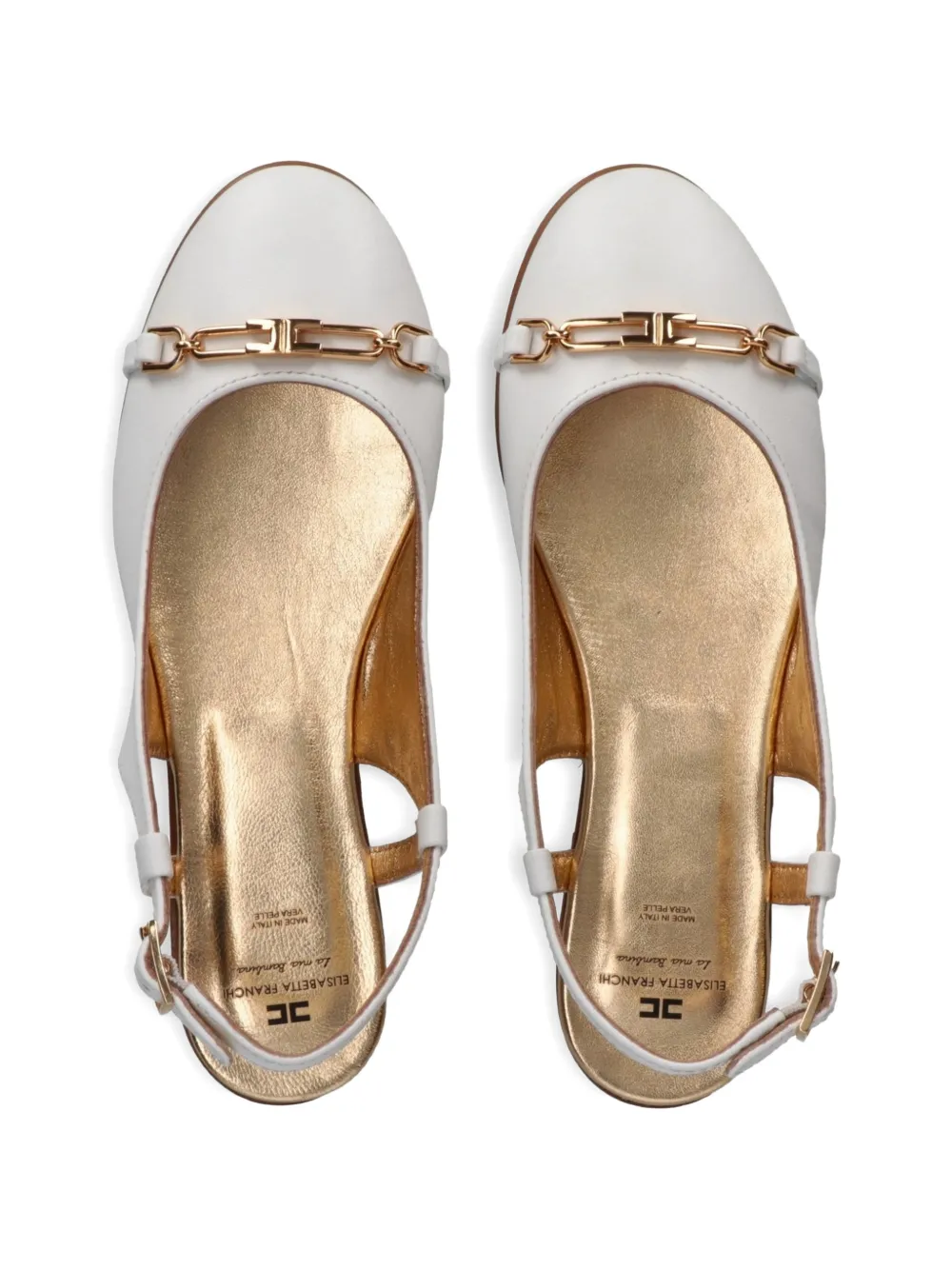 Elisabetta Franchi La Mia Bambina Ballerina's met logo en ketting Wit