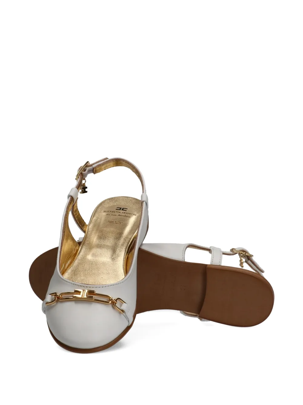 Elisabetta Franchi La Mia Bambina Ballerina's met logo en ketting Wit