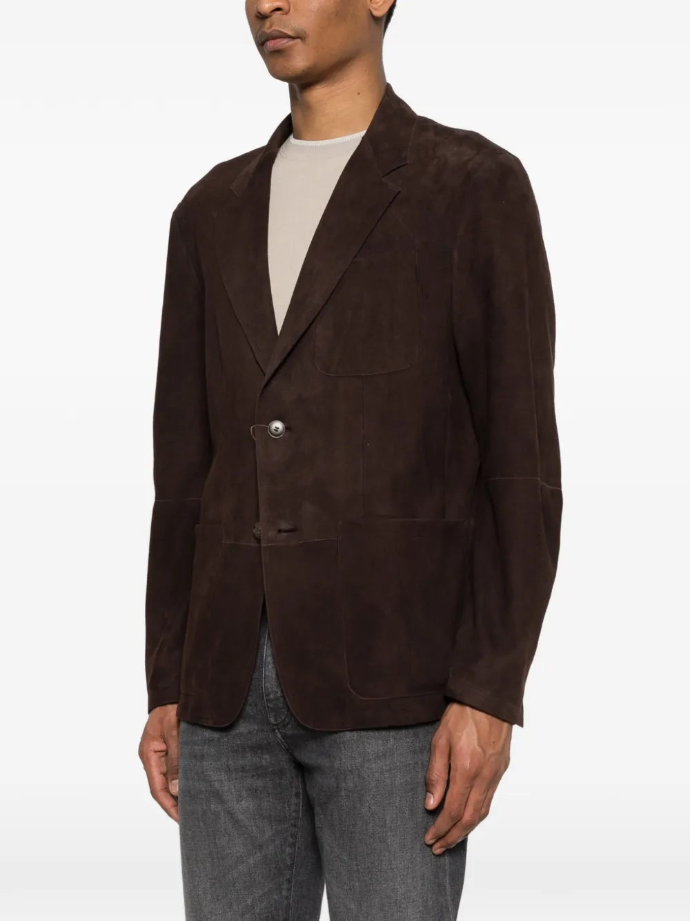 Button Suede Blazer
