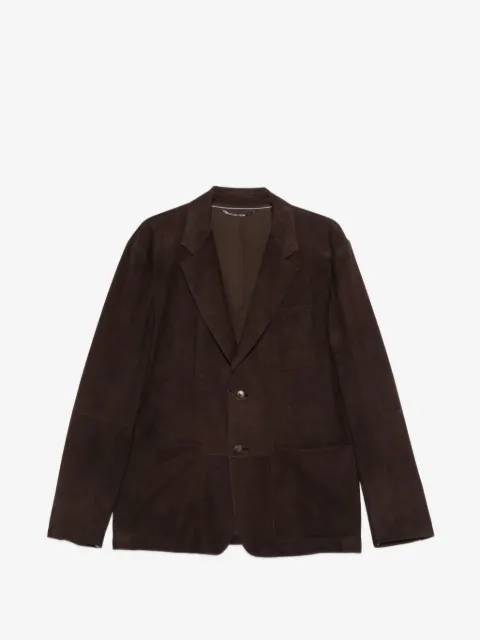 Canali 纽扣绒面皮西装夹克