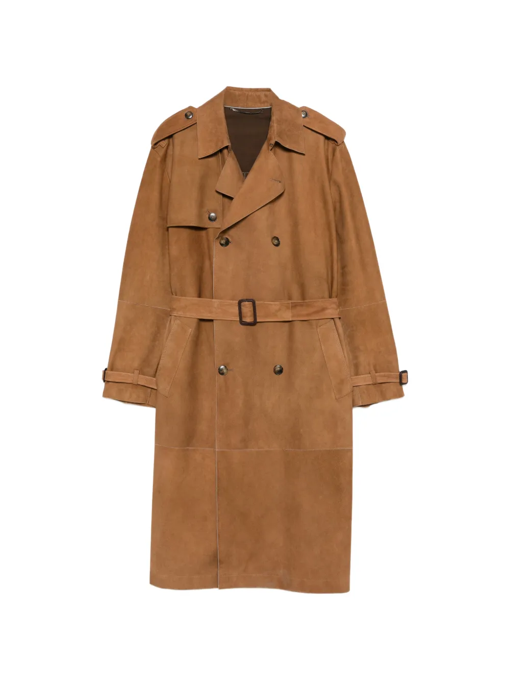 Canali belted double-breasted jacket - Marrone