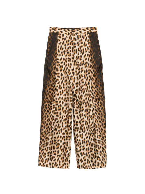 Sportmax Leopard-print Silk Trousers in Neutrals