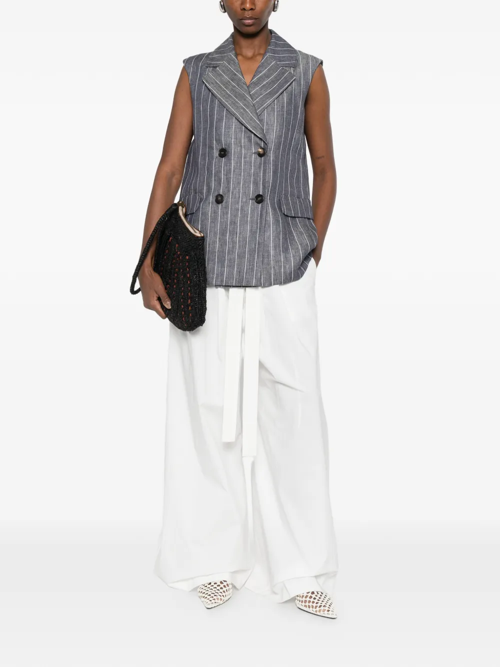  's Max Mara Striped Button Vest - Blue 