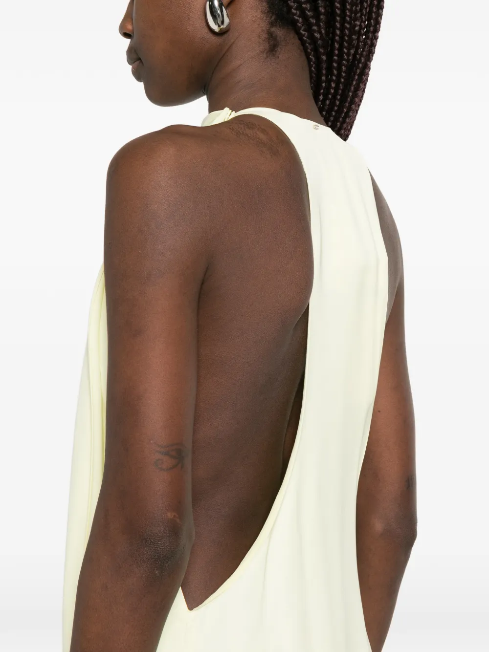 Sportmax Viscose satijnen gedrapeerde jurk Geel