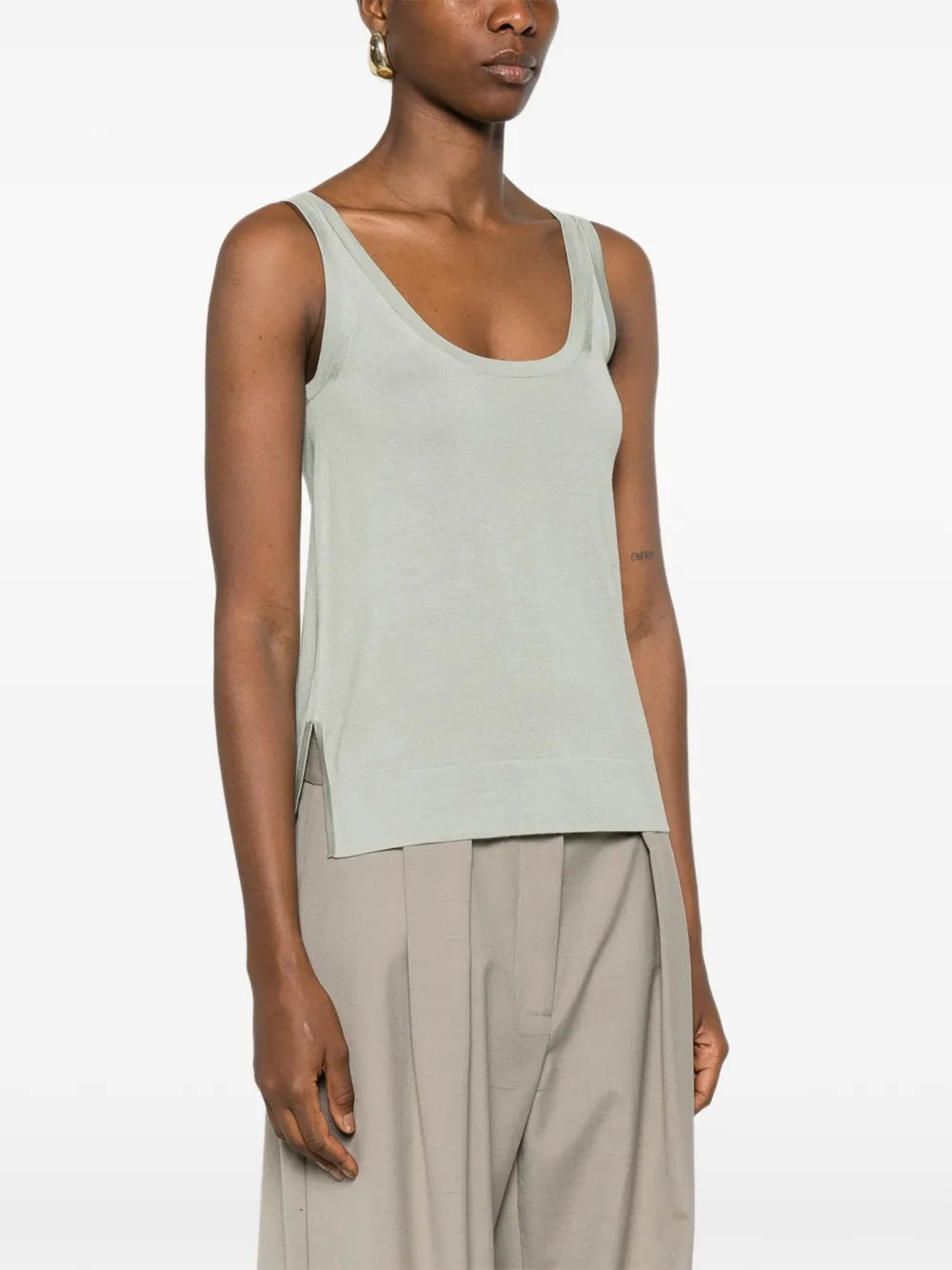 Max Mara Tanktop met diepe ronde hals Groen