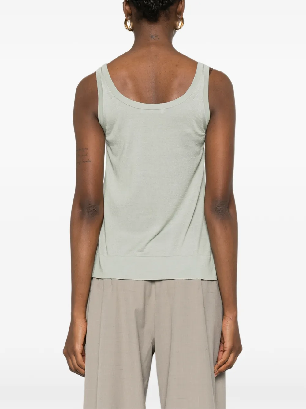 Max Mara Tanktop met diepe ronde hals Groen