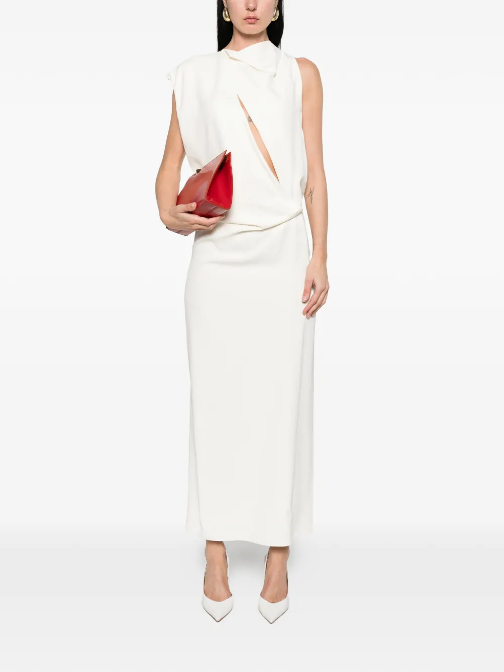  Sportmax Draped Midi Dress - Neutrals 