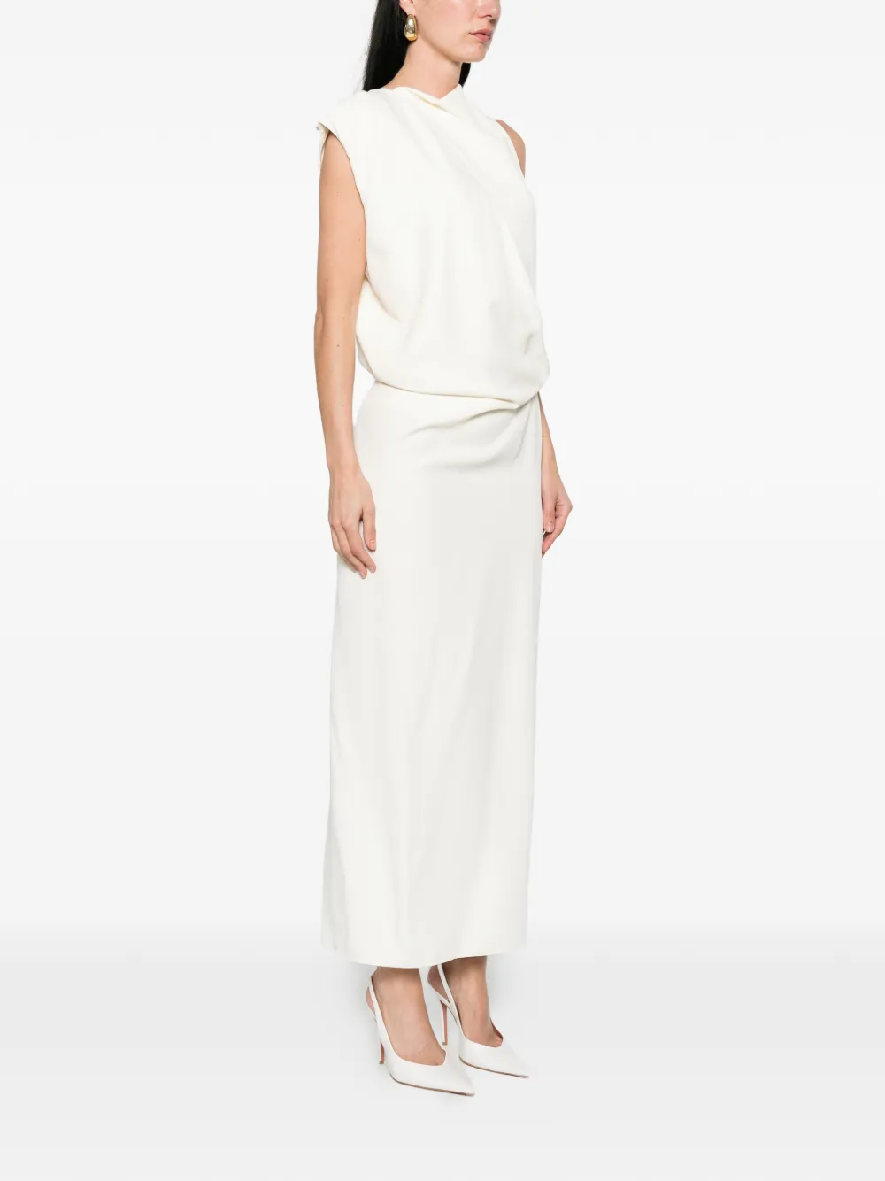  Sportmax Draped Midi Dress - Neutrals 