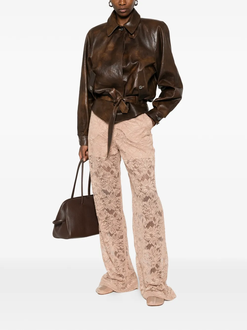 Sportmax Broek met bloemenkant Roze