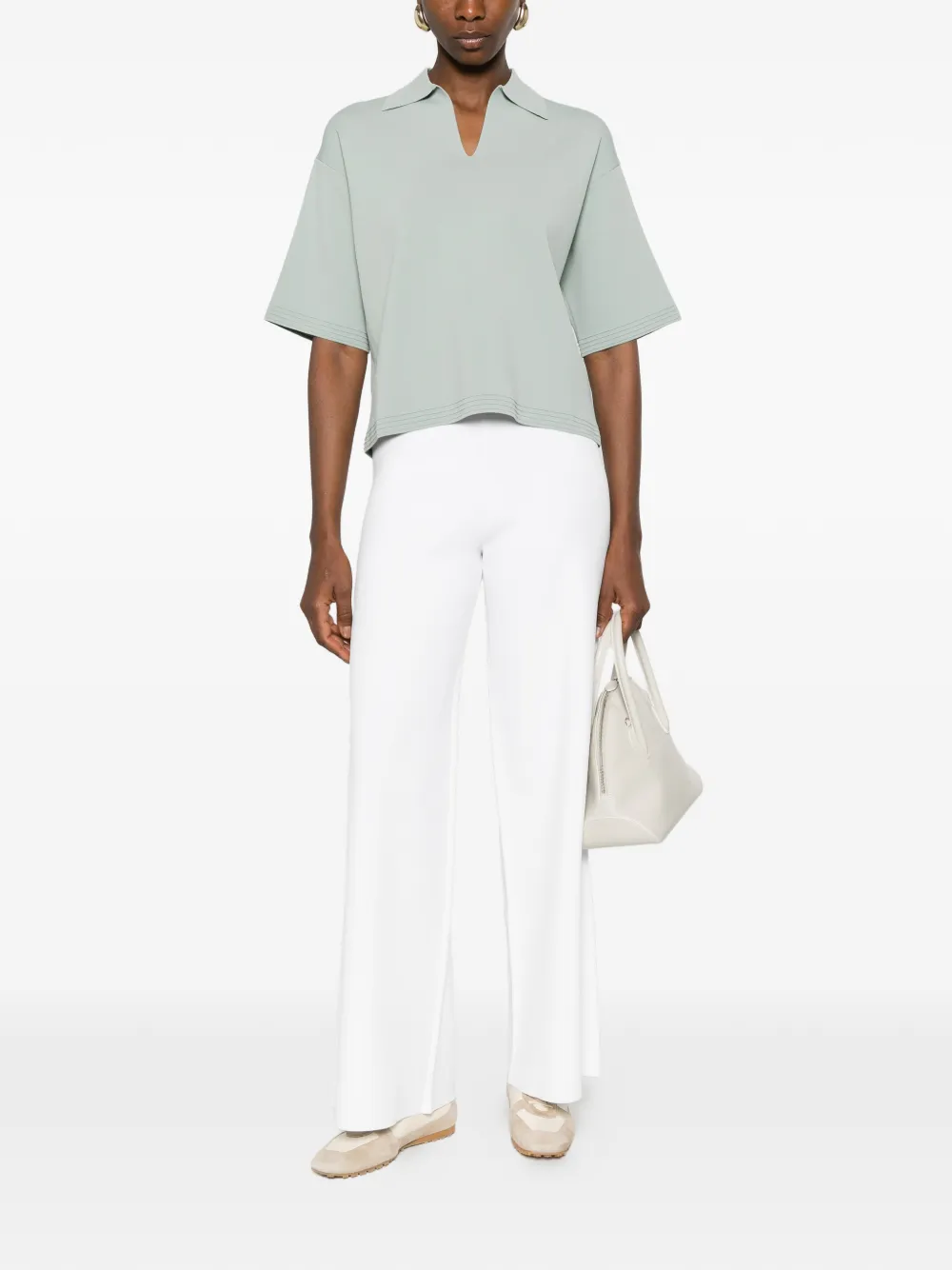 Max Mara T-shirt met V-hals Groen