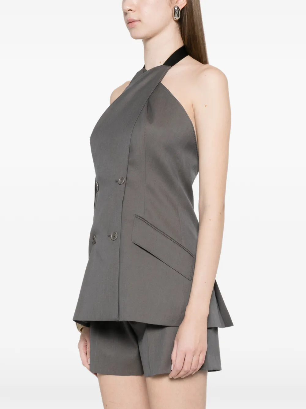 Max Mara Gabardine mouwloos wollen jack Grijs