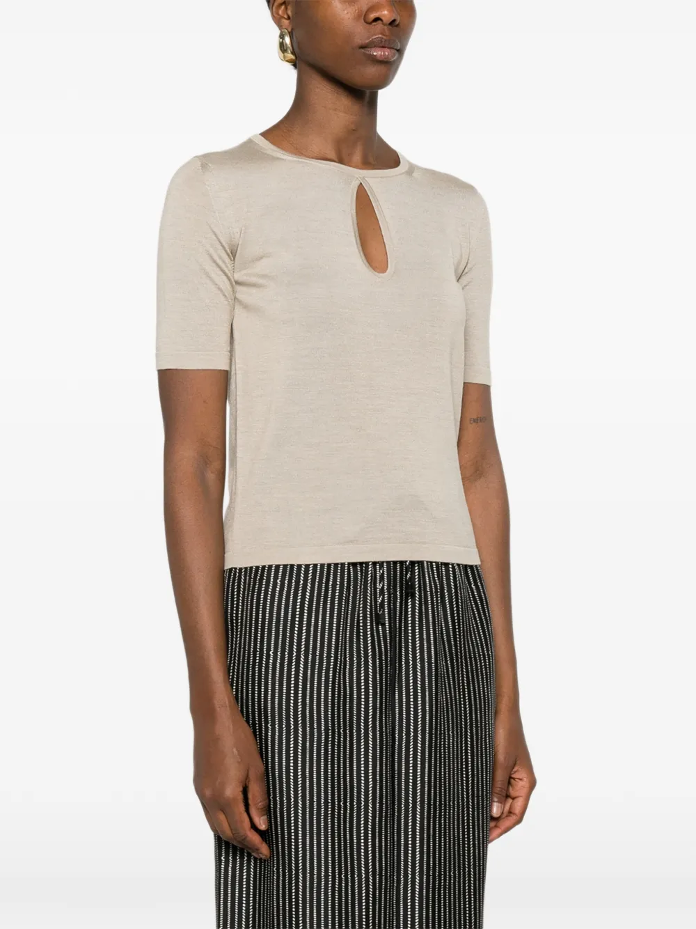 Max Mara T-shirt met uitgesneden details Beige