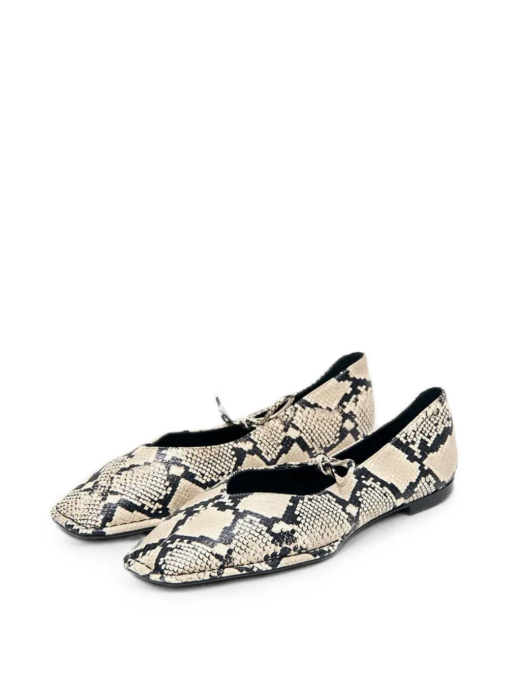ALOHAS Sway ballerina's met slangen-effect en vierkante neus Beige