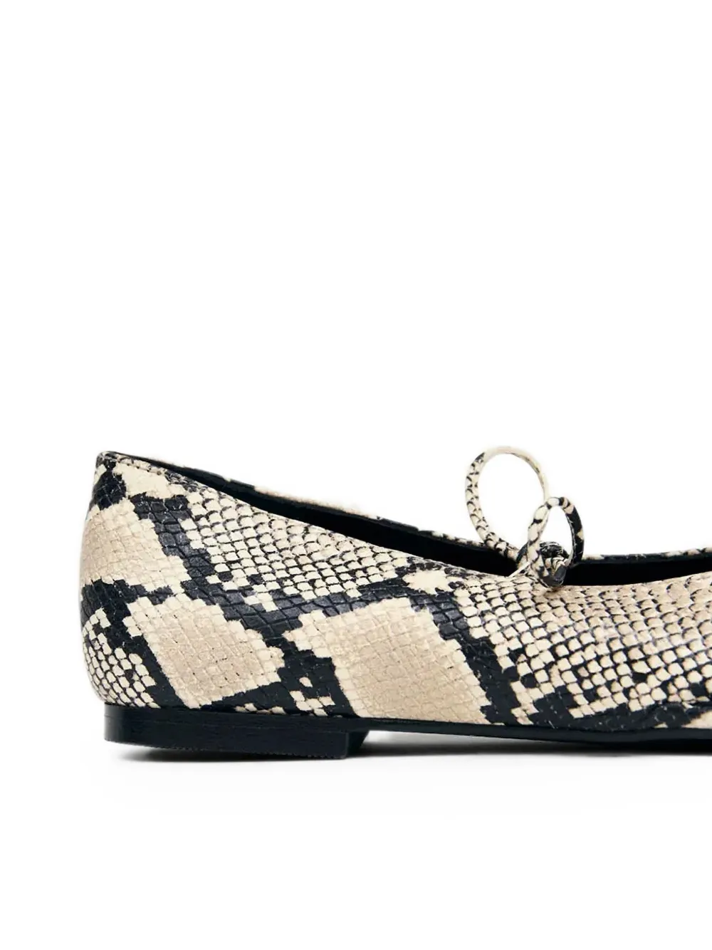ALOHAS Sway ballerina's met slangen-effect en vierkante neus Beige