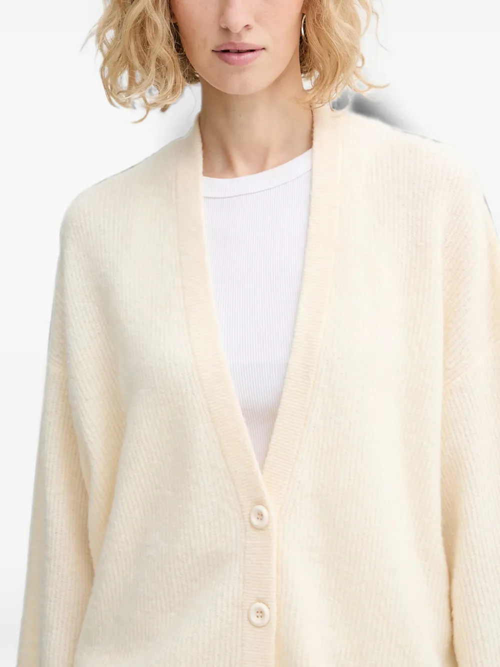 American Vintage Damsville ribgebreid vest met V-hals Beige