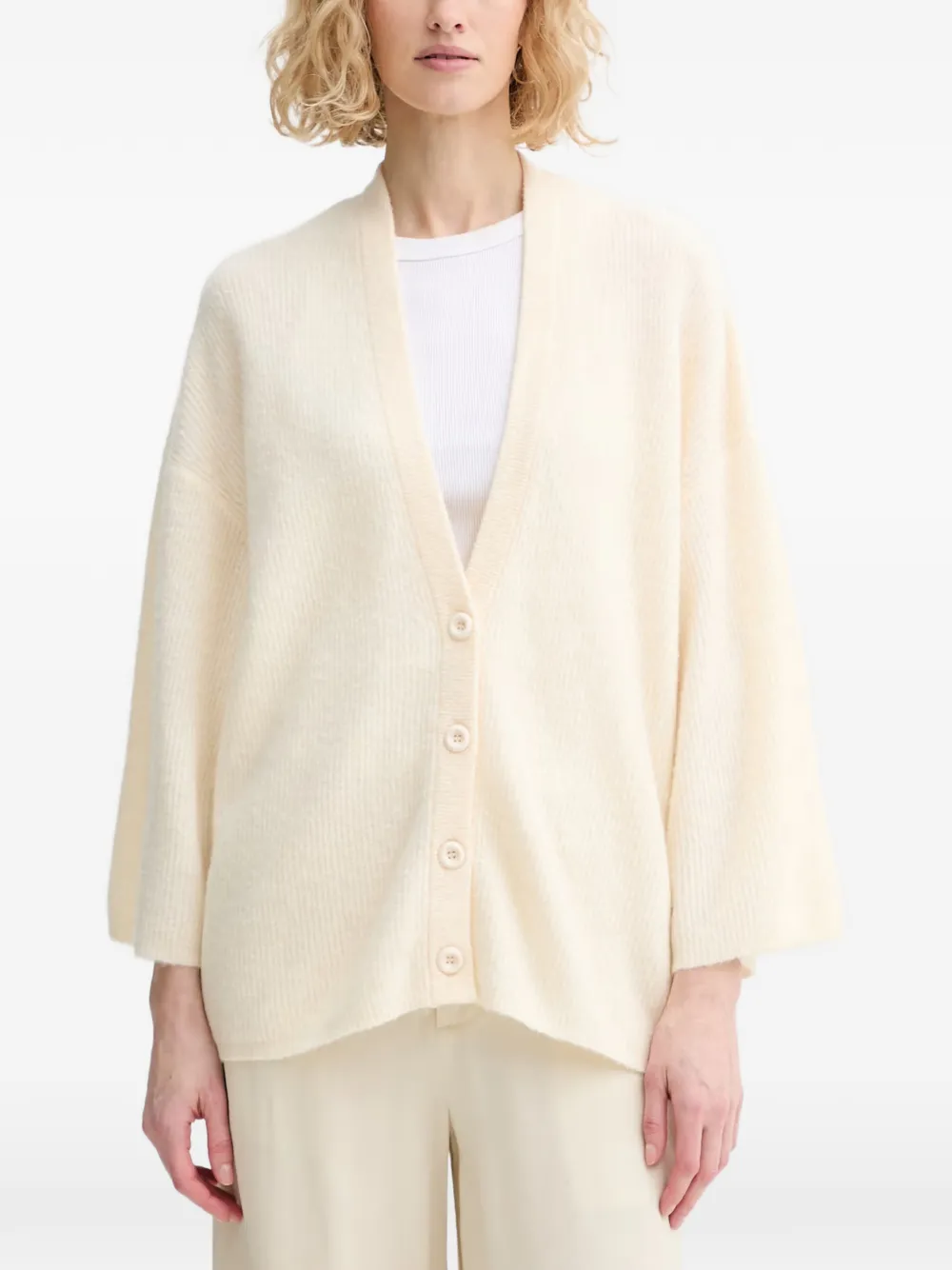 American Vintage Damsville ribbed-knit V-neck cardigan - Toni neutri