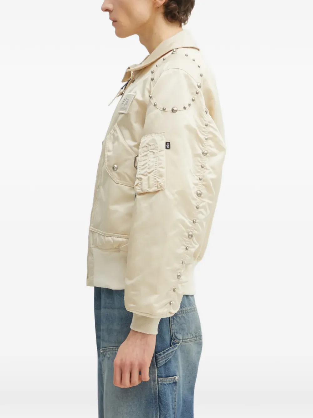 Alpha Industries x Thug Club jack verfraaid met studs en patch Beige