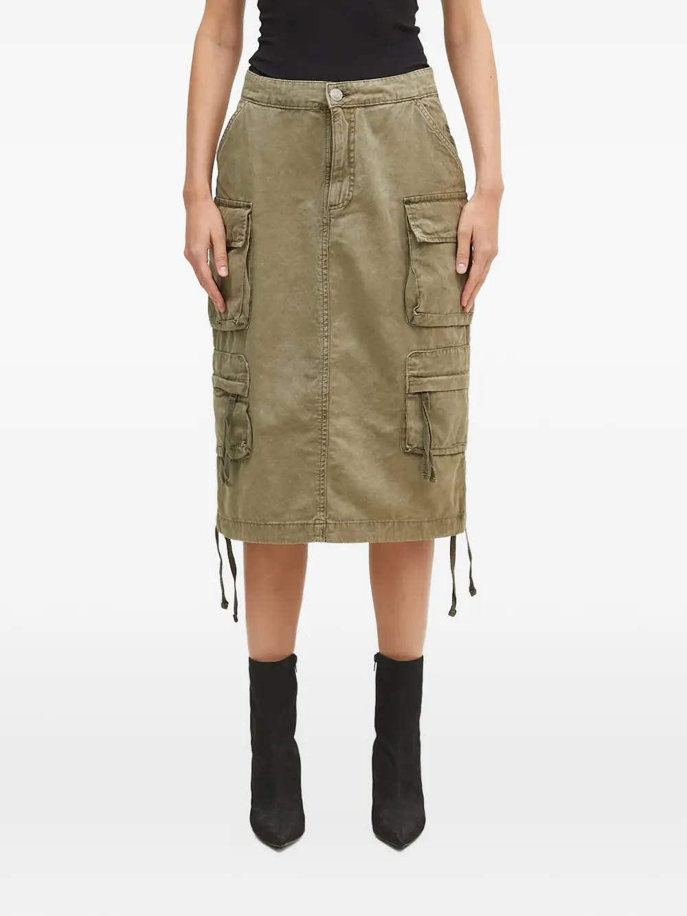 Alpha Industries Cargo Drawstring Midi Skirt In Green