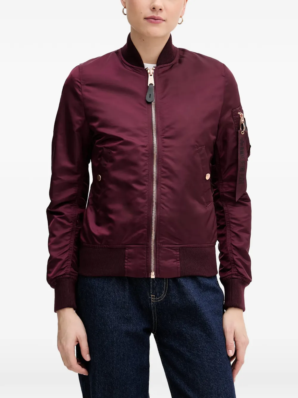 Alpha Industries Bomberjacke mit Reißverschlusstaschen - Violett