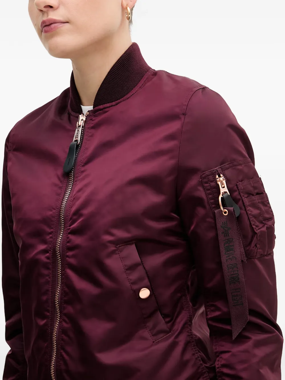 Alpha Industries Bomberjack met ritszak Paars