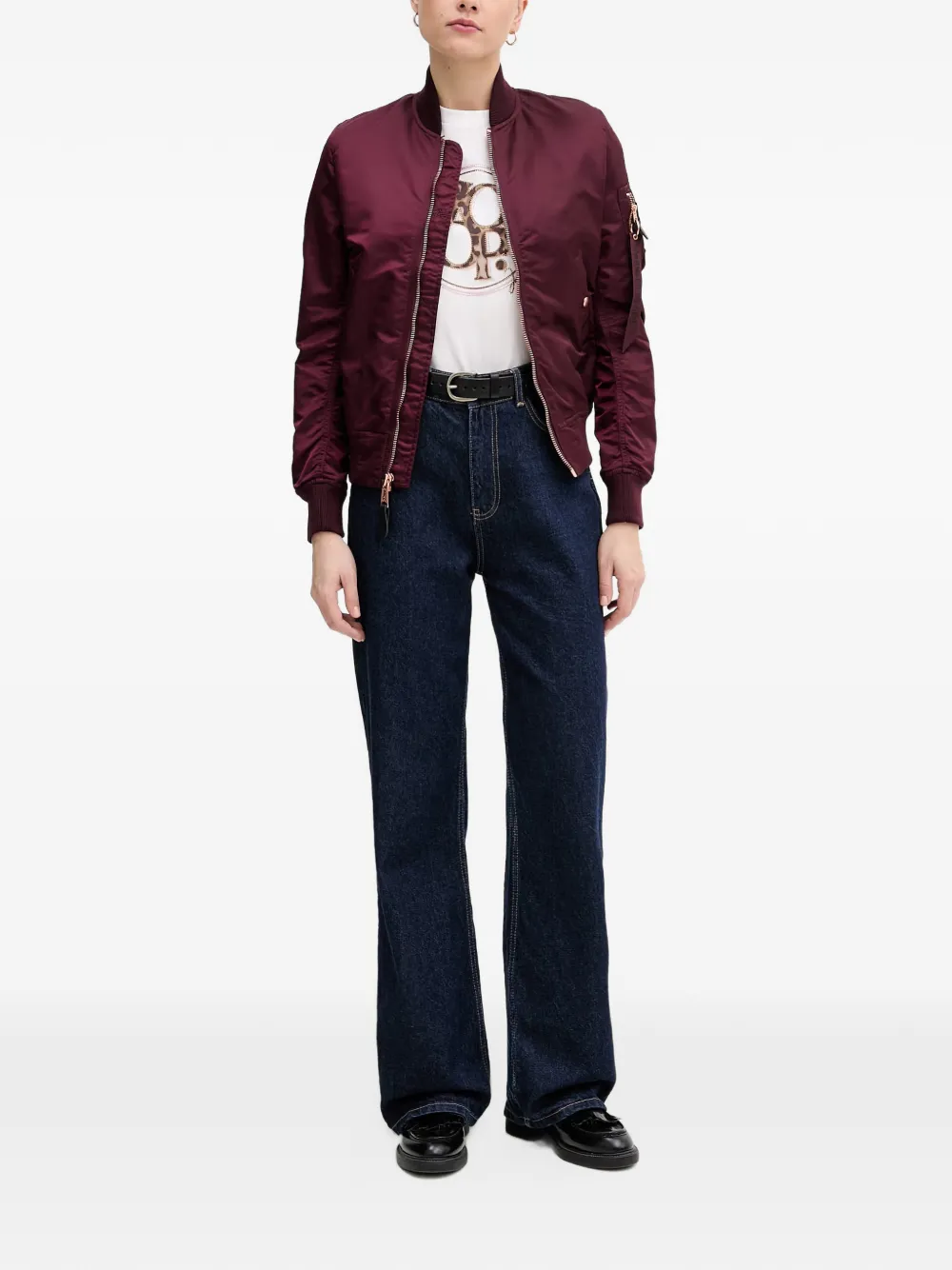 Alpha Industries Bomberjack met ritszak Paars