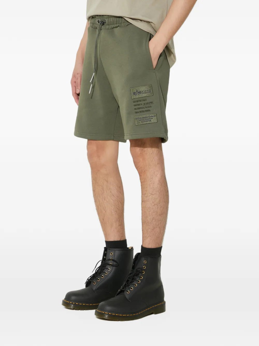 Alpha Industries Shorts met logopatch en trekkoord Groen