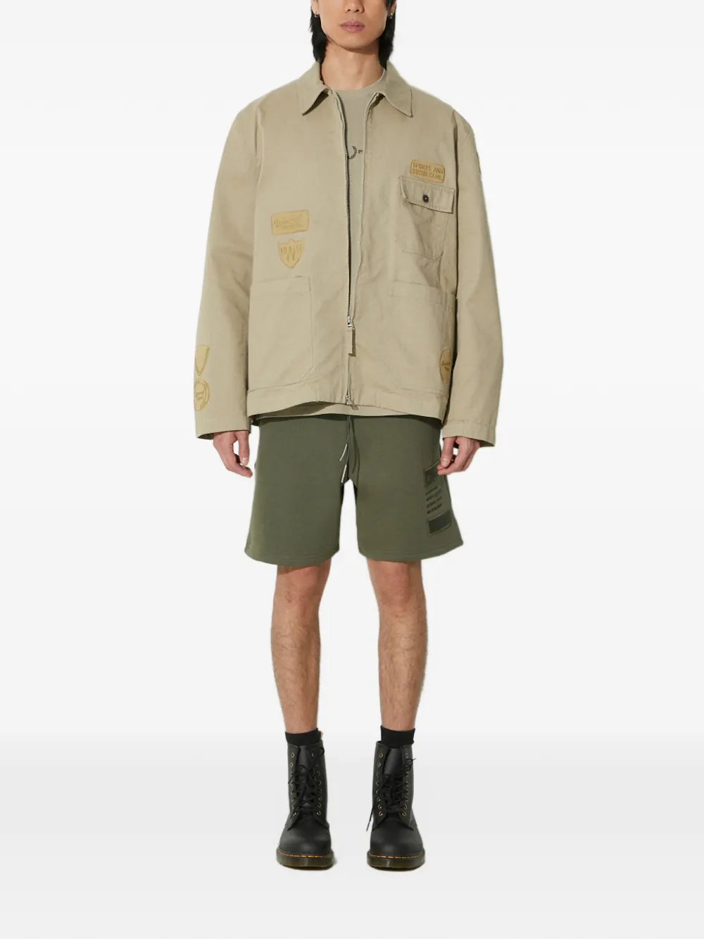 Alpha Industries Shorts met logopatch en trekkoord Groen
