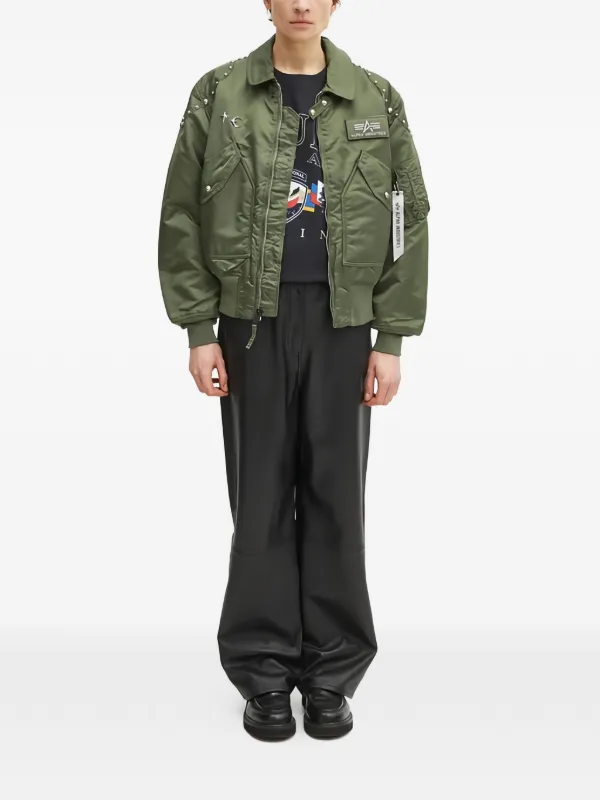 Alpha Industries x Thug Club logo-patch Bomber Jacket | Green