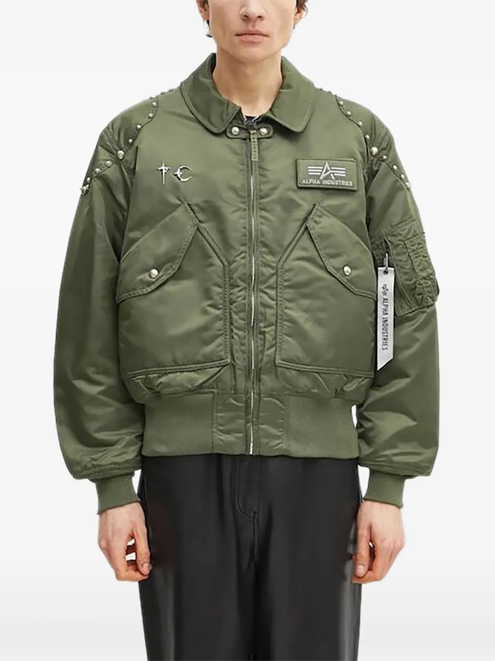 Alpha Industries x Thug Club logo-patch bomber jacket - Grün