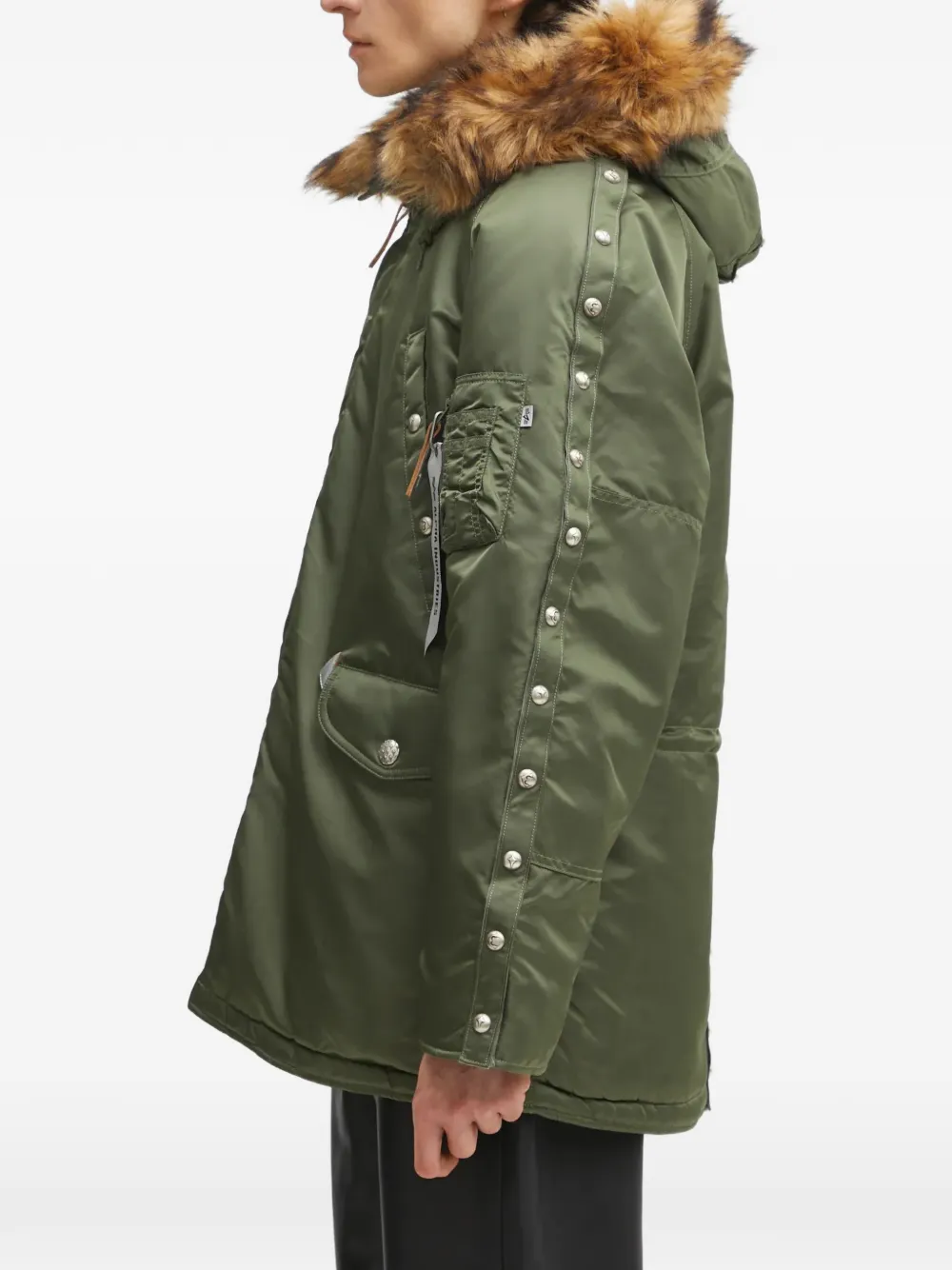 Alpha Industries x Thug Club hooded stud-embellished jacket Groen