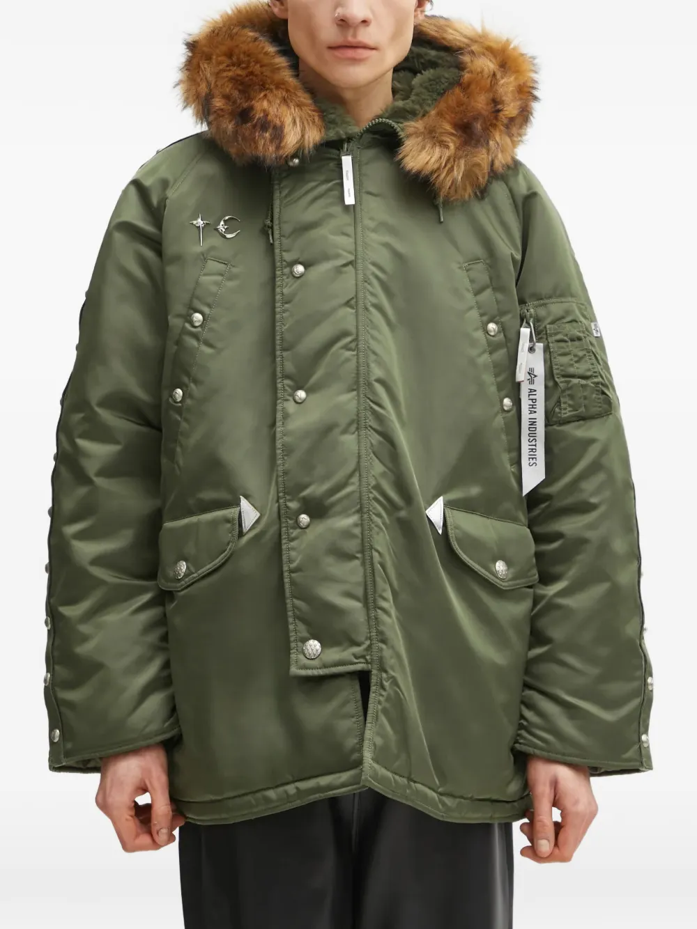 Alpha Industries x Thug Club hooded stud-embellished jacket - Grün