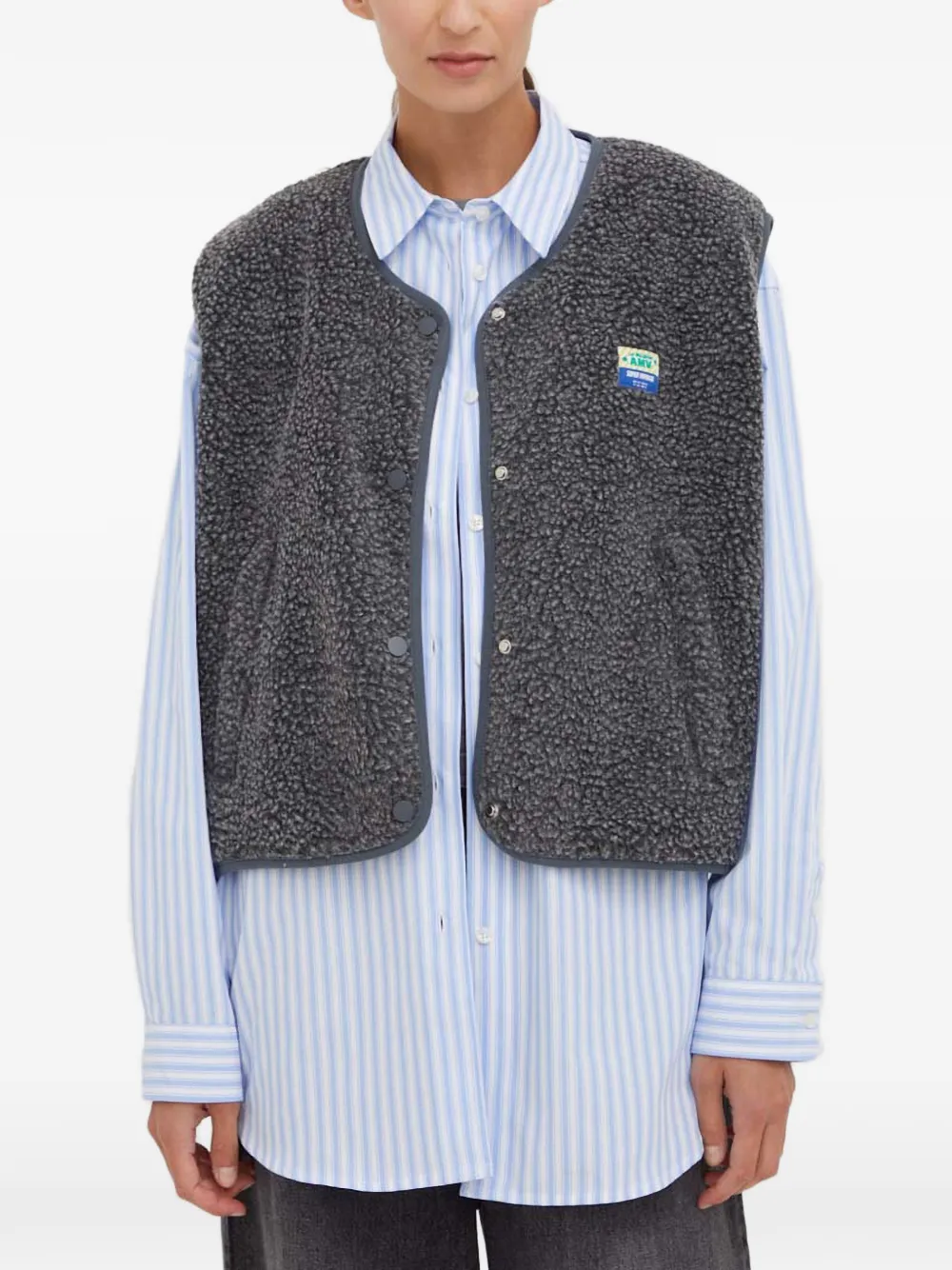 American Vintage Hoktown reversible faux-shearling gilet - Grau