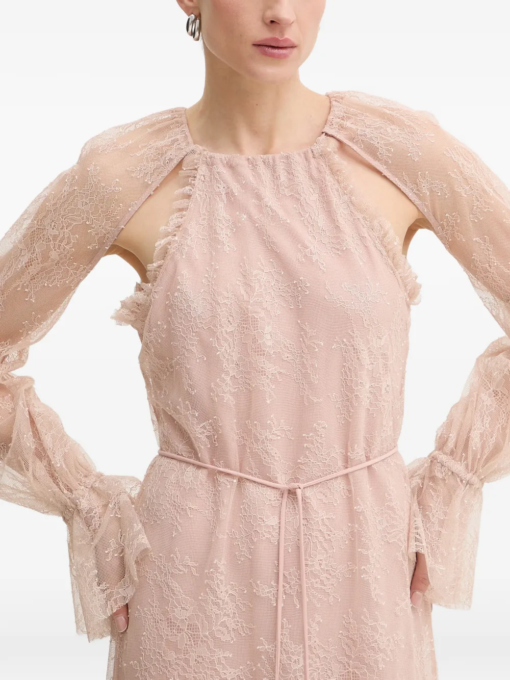 PINKO Jurk met kant en ruches Roze