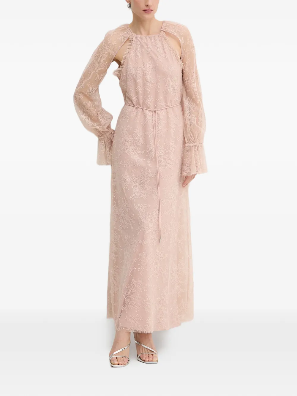 PINKO Jurk met kant en ruches Roze