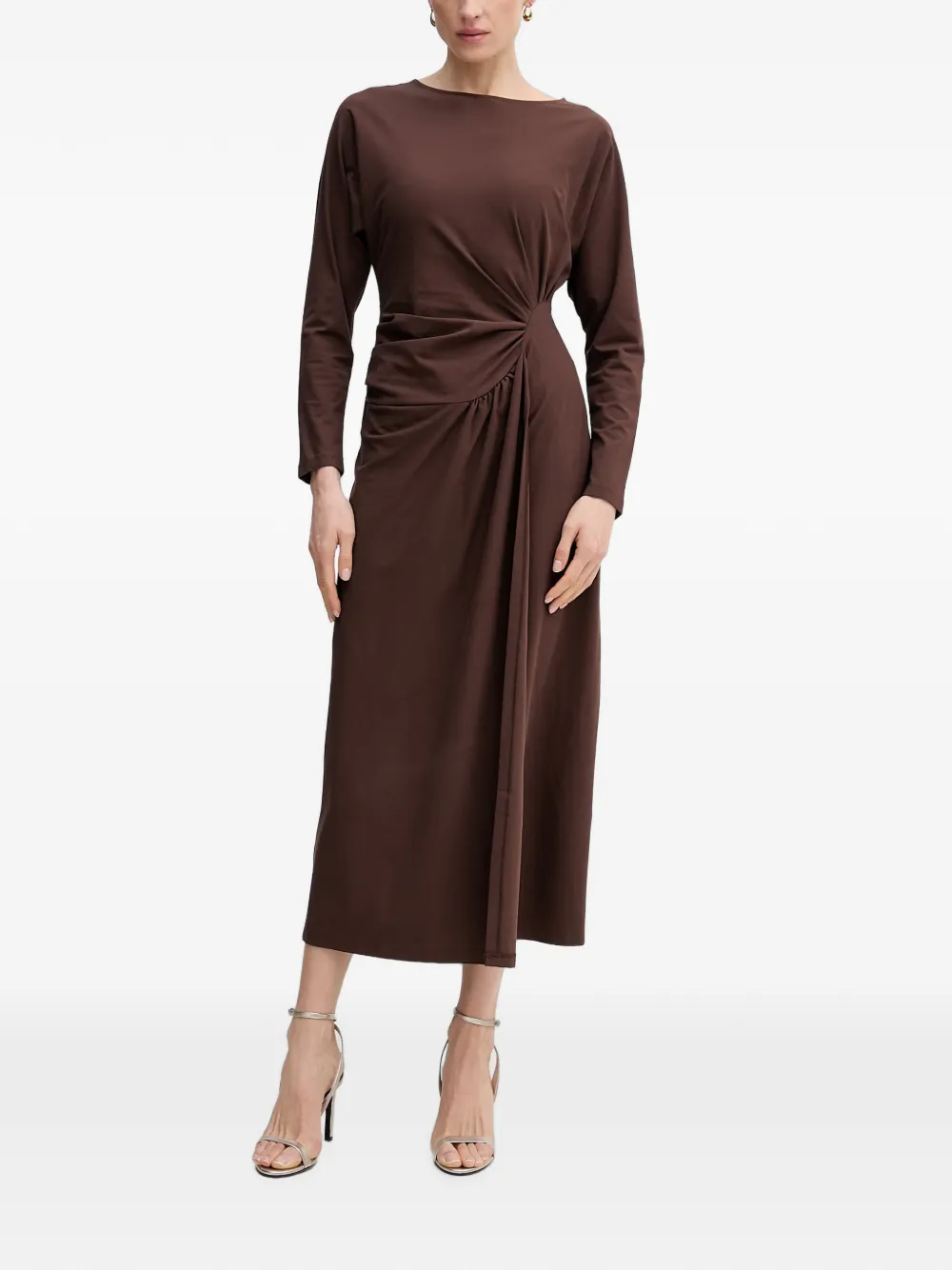 Pedro Del Hierro Abito lungo con arricciature - Marrone