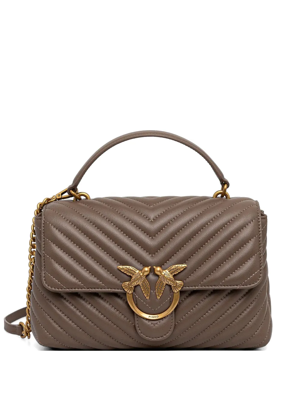 PINKO chevron logo-buckle crossbody bag - Marrone