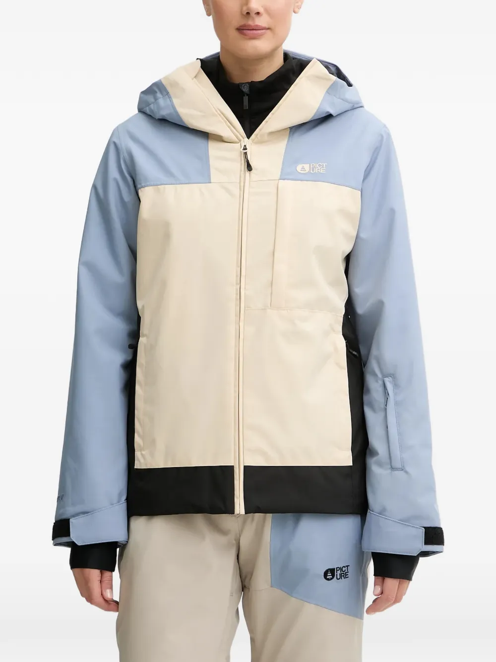 PICTURE Seakrest hooded colour-block ski jacket Blauw