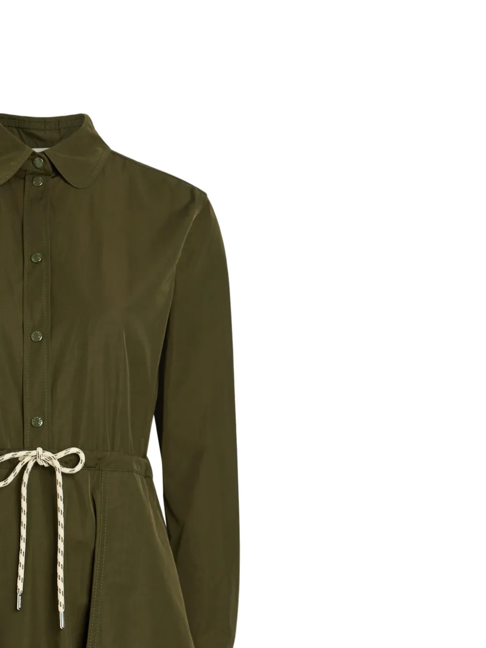  Moncler Drawstring Collared Midi Dress - Green 