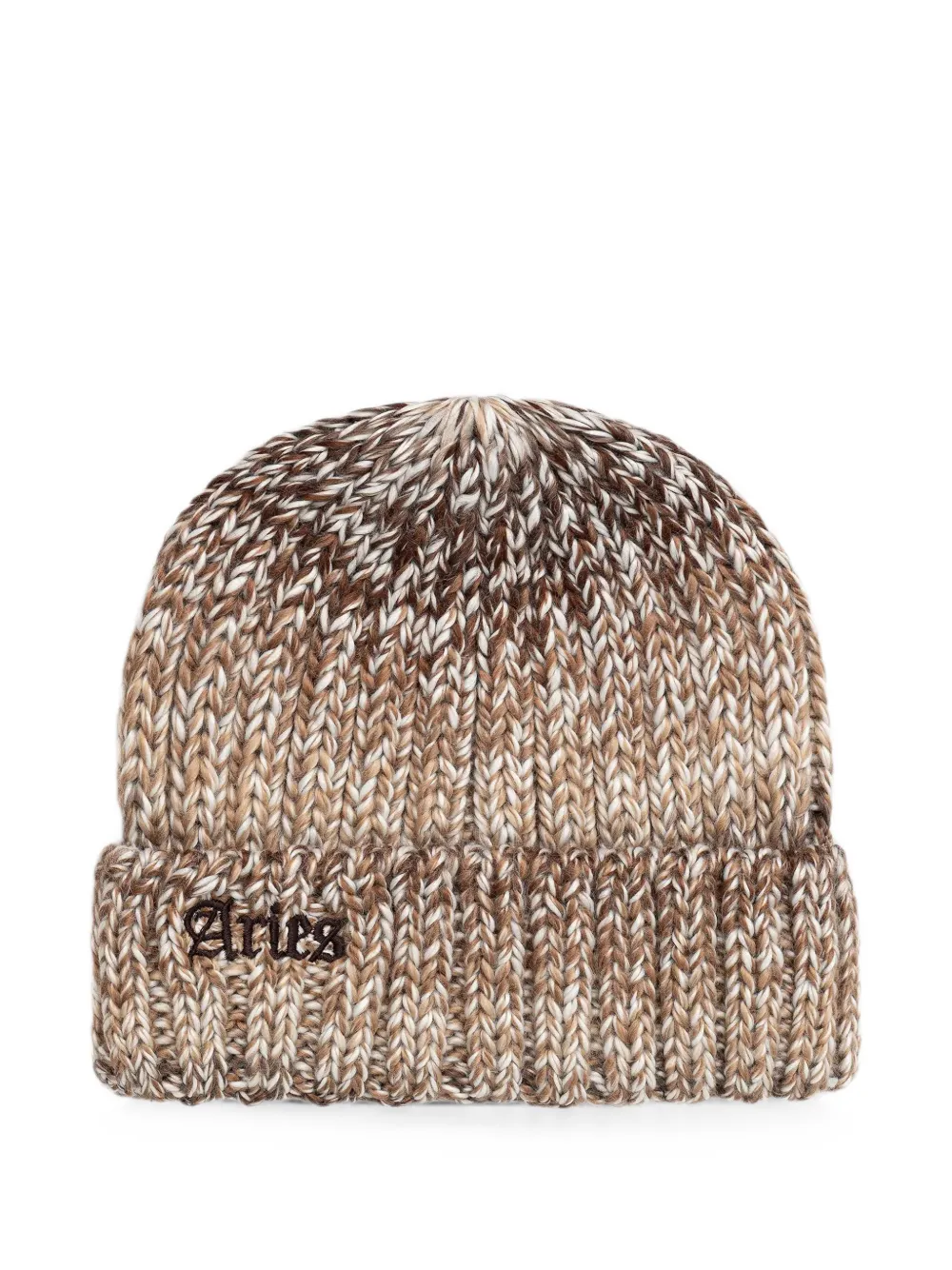 Aries logo-embroidered ribbed-knit beanie hat - Marrone