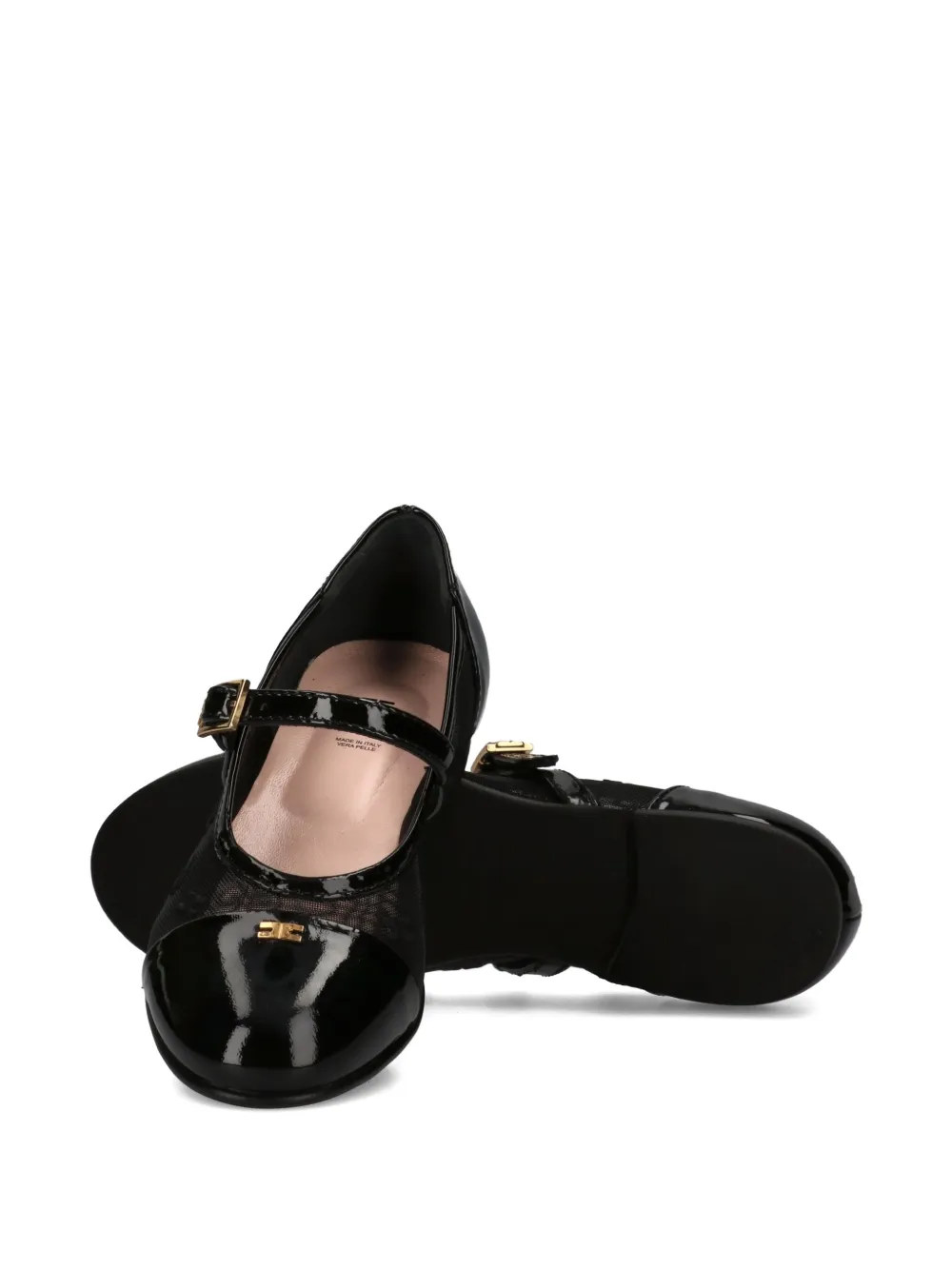 Elisabetta Franchi La Mia Bambina Ballerina's met logodetail Zwart