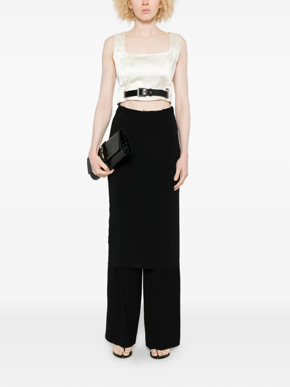  Sportmax Belt Square-neck Top - White 