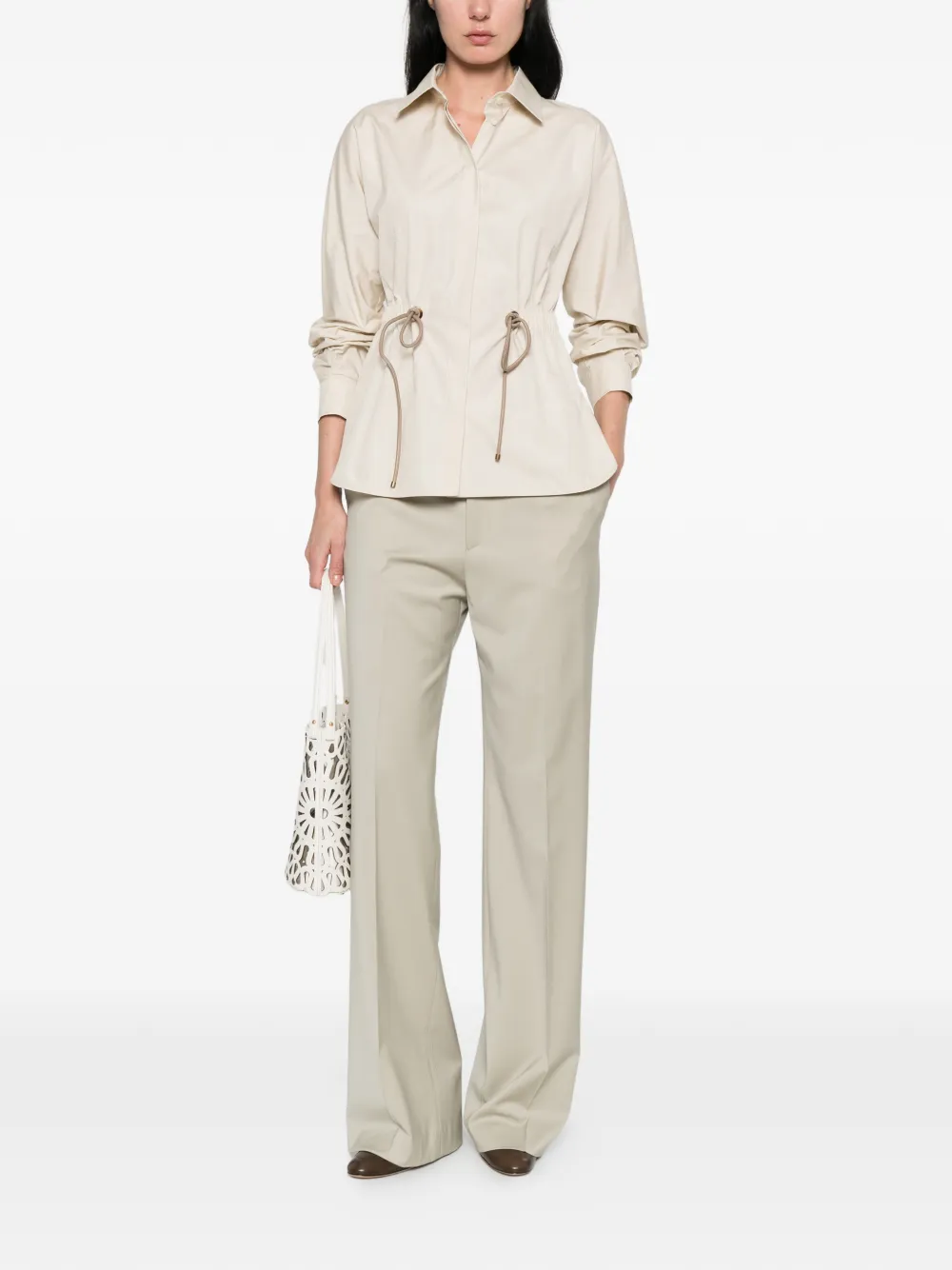 Max Mara Blouse met trekkoord Beige